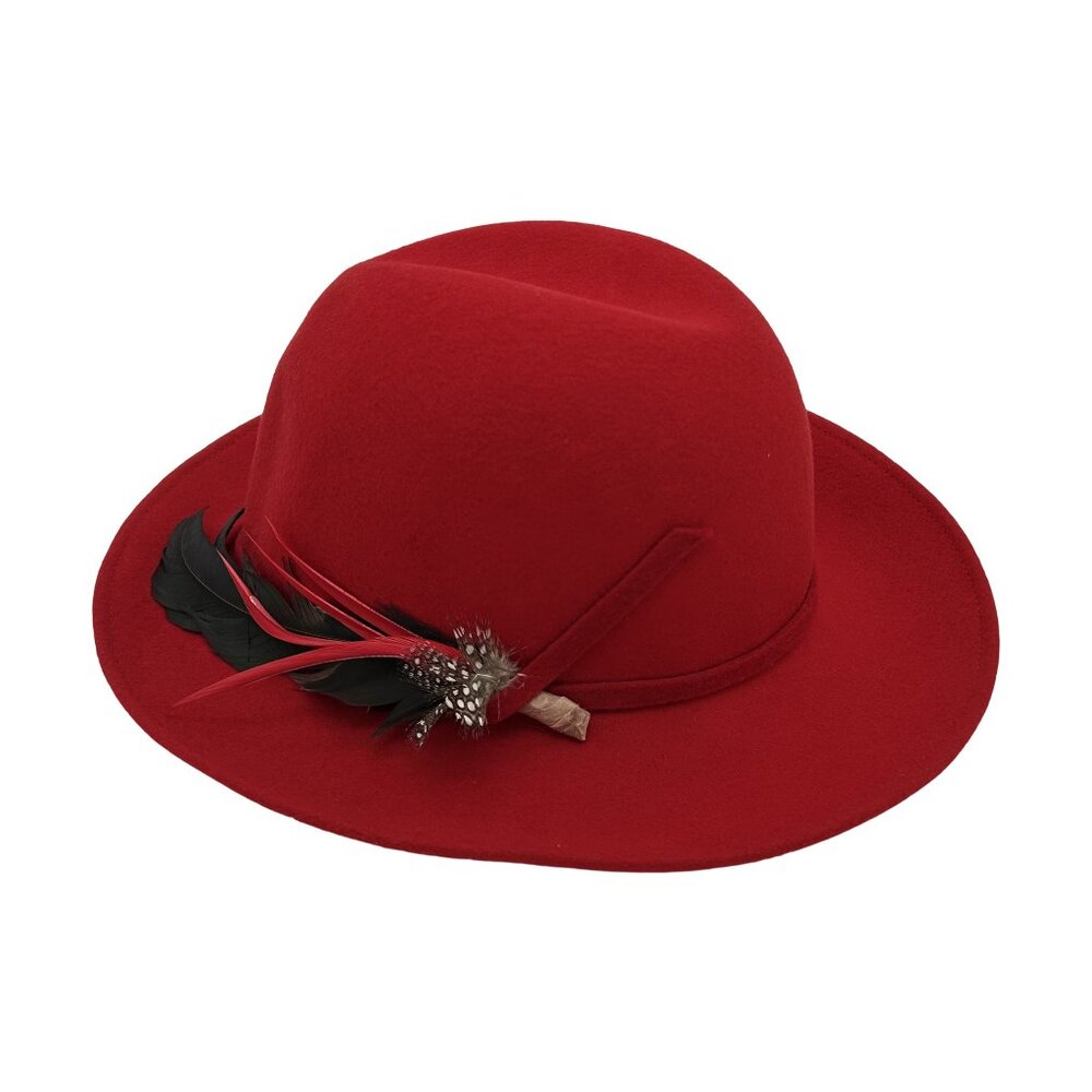 VINTAGE 50s-60s Red Felted Wool Cloche Hat